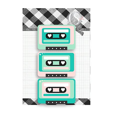 Colecao MIX TAPE - Acrilico Mix Tape/FITA K7 (3pçs) - Carina Sartor
