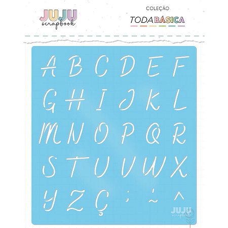 Colecao Toda Basica III - Stencil Alfabeto Maiúsculo Cursivo - JuJu Scrapbook