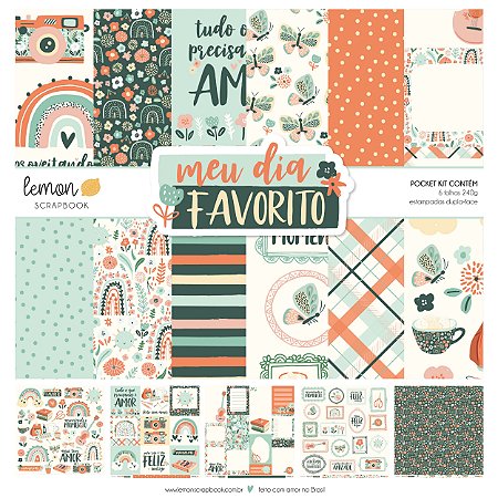 Coleção Meu dia Favorito - Pocket Kit 6 Folhas - Lemon Scrapbook