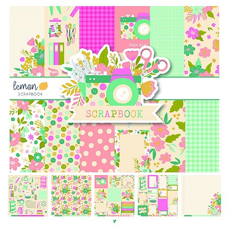 Coleção EU AMO SCRAPBOOK II - Pocket Kit 6 Folhas - Lemon Scrapbook