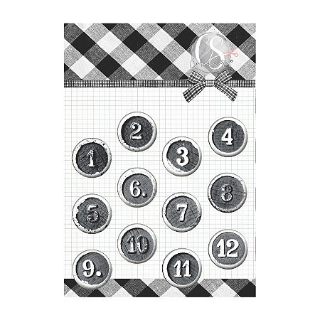 Coleção PAPYS - Bottons Números (12 pçs) - Carina Sartor