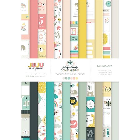 Colecao Pequenos Companheiros - Bloco A4 - JuJu Scrapbook
