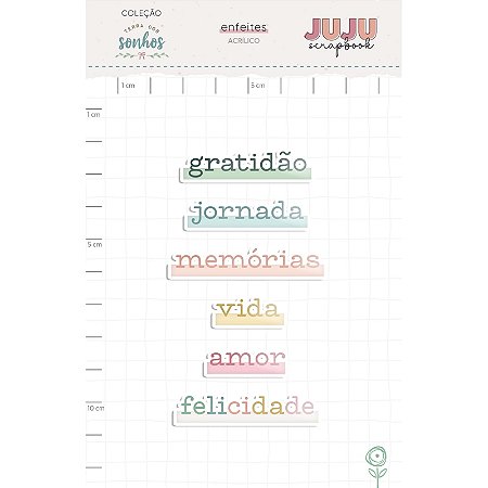 Coleção Terra dos Sonhos - Acrílico Impresso Colorido Gratidão - Juju Scrapbook