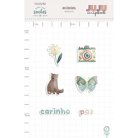 Coleção Terra dos Sonhos - Acrílico Impresso Colorido Borboleta - Juju Scrapbook