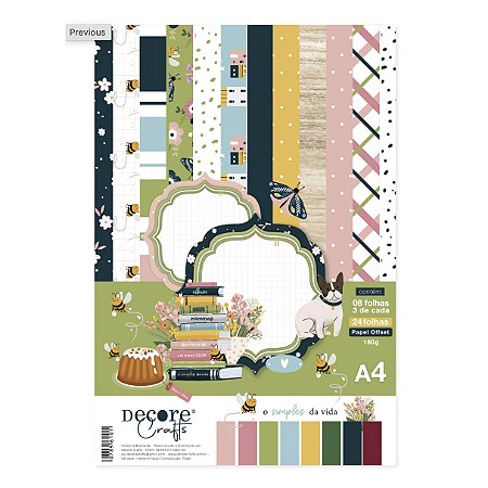 Coleção O SIMPLES DA VIDA - Bloco A4 (24 folhas) - Decore Crafts