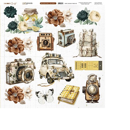 Coleção The Green - Folha 613 - RECORTES CARRO - 180g - Decore Craft