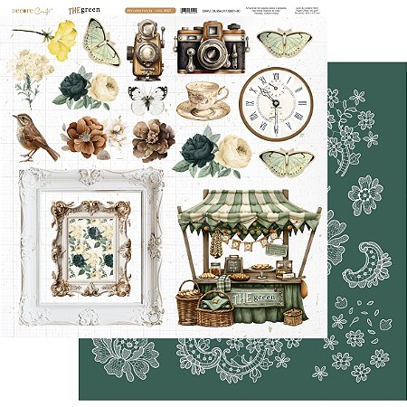 Coleção The Green - Folha 607 - RECORTES TENDA - 180g - Decore Craft