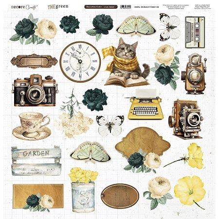 Coleção The Green - Folha 604 - RECORTES GATO - 180g - Decore Craft