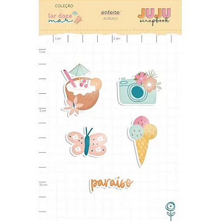 Coleção Lar Doce Mar - Aplique em Acrilico - Paraíso - Juju Scrapbook