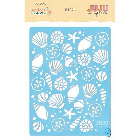 Coleção Lar Doce Mar - Stencil Conchinhas - Juju Scrapbook