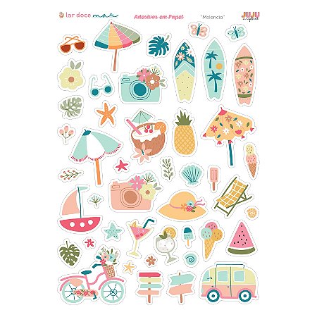 Coleção Lar Doce Mar - Adesivos em papel - Melância - Juju Scrapbook