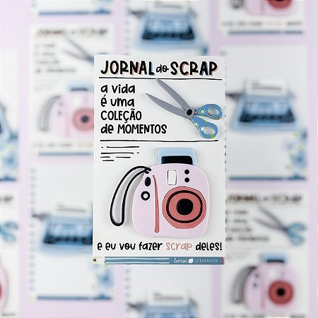 Coleção SCRAPBOOK IS A LIFESTYLE - Aplique em Acrílico Câmera + Tesoura - Lemon Scrapbook
