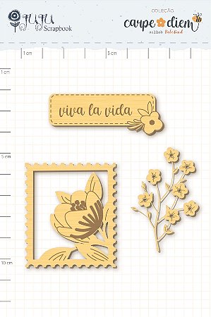 Coleção Carpe diem  - Viva la vida-  Enfeite Madeirinha  - Juju Scrapbook