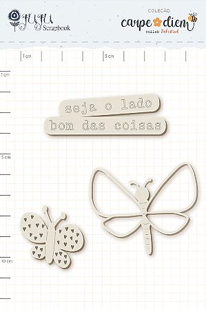Coleção Carpem diem - Enfeite Chipboard Off-White Lado Bom - Juju Scrapbook