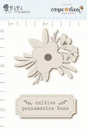 Colecao Carpe diem - Enfeite Chipboard Off-White Pensamentos Bons - Juju Scrapbook