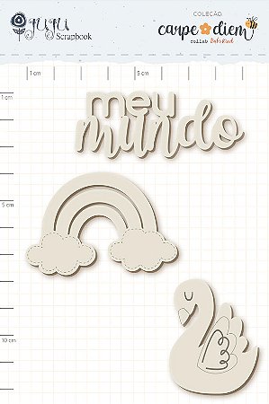 Coleção carpe Diem - Chipboard off-White - Meu mundo - Juju Scrapbook