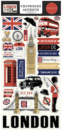 Coleção London - Chipboard Accents (6"x13") - Carta Bella