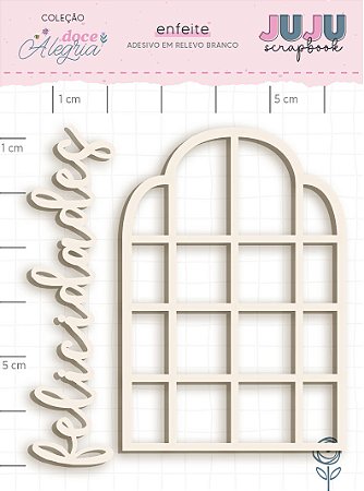 Coleção Doce Alegria - Adesivo em relevo Branco Felicidades - Juju Scrapbook