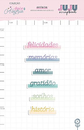 COleção Doce Alegria - Adesivo em relevo Acrilico Amor - Juju Scrapbook