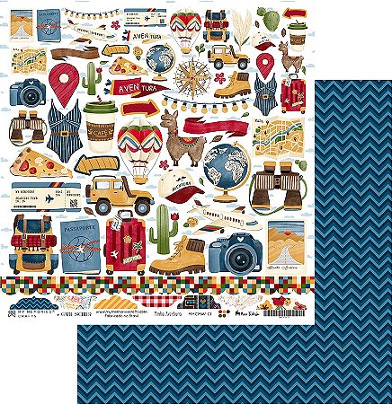 Coleção Minha Aventura - Folha 01 - 30,5x30,5 - MMCMAV-01 - My Memories Crafts