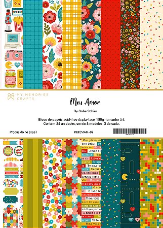 Colecao Meu Amor - Bloco A4 - My Memories Crafts - MAM-07