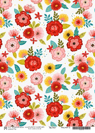 Coleção Meu Amor - Papel Vegetal A4 - FLORES - My Memories Crafts - MAM-10