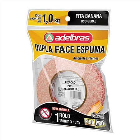 Fita Dupla Espuma (banana) 941 - FlowPack - 19mm x 5m - Adelbrás
