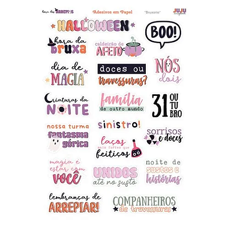 Coleção Hora dos Arrepios - Adesivos em papel - Bruxaria - Juju Scrapbook