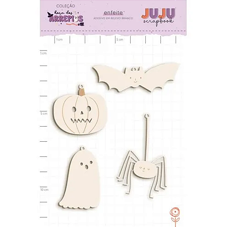 Coleção Hora dos Arrepios - Adesivo em Chipboard Branco - Monstrinhos - Juju Scrapbook