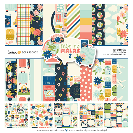Coleção FAÇAS AS MALAS 2 - Bl 30,5 x 30,5 - Lemon Scrapbook