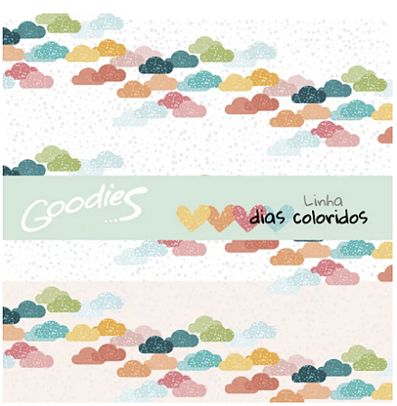 Coleção DIAS COLORIDOS - Folha Nuvens Coloridas - Goodies
