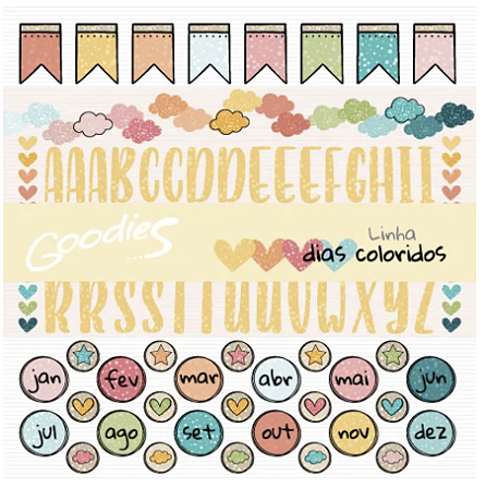 Coleção DIAS COLORIDOS - Folha Meses Coloridos - Goodies