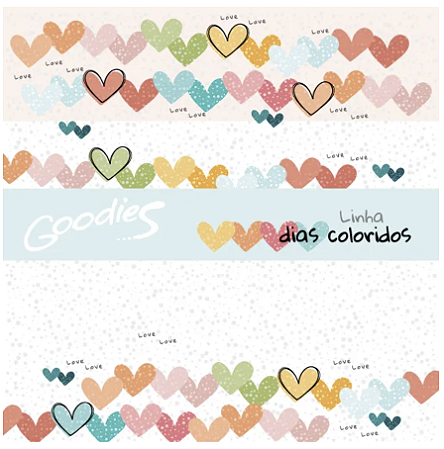 Coleção DIAS COLORIDOS - Folha Corações Coloridos - Goodies