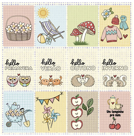Coleção HELLO QUATRO ESTAÇÕES - Folha 4 Estações - Goodies