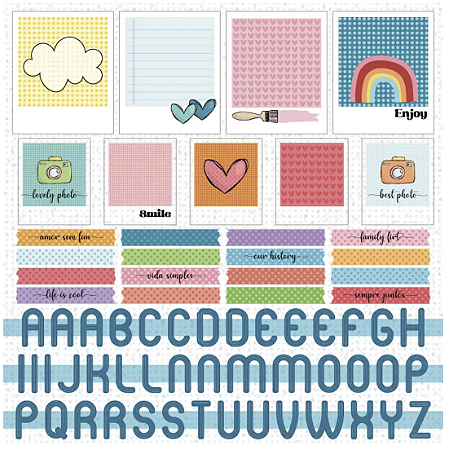 Coleção TODAS AS CORES - Folha Alfabetos e Moldurinhas - Goodies
