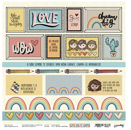 Coleção VIDA DE GAROTA - Folha Arco-Íris & Molduras - Goodies