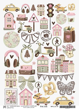 Coleção Minha Cidade - Papel Vegetal A4 - ELEMENTOS - MCID-09 - My Memories Crafts
