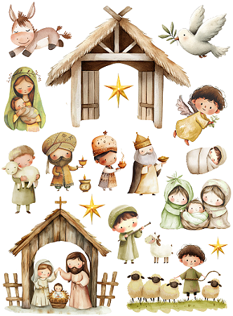 Coleção MAGIA - Adesivo DTF UV Nascimento Jesus - 1 pecas - MAG25 - Carina Sartor