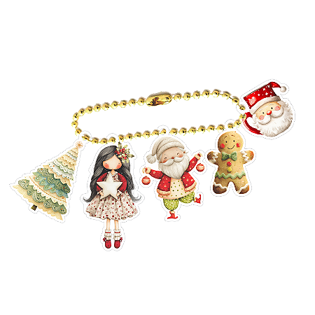Coleção MAGIA - Acrilico Chaveiro Natal- 6 pecas - MAG19 - Carina Sartor