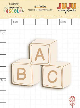 Coleção Tempos de Escola - Adesivo em relevo Branco - ABC - Juju Scrapbook