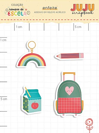 Coleção Tempos de Escola - Adesivo em relevo Acrilico - MOCHILA - Juju Scrapbook
