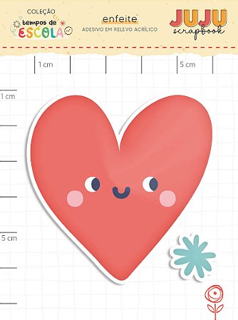 Coleção Tempos de Escola - Adesivo em relevo Acrilico - CORAÇÃO - Juju Scrapbook