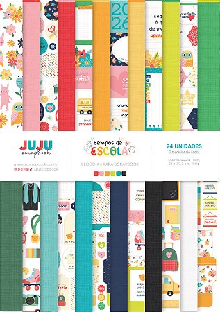 Coleção Tempos de Escola -Bloco A4 - Juju Scrapbook