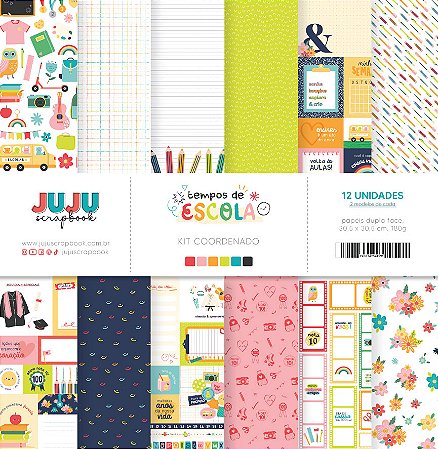 Coleção Tempos de Escola - Kit Coordenado - Juju Scrapbook
