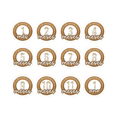 Coleção MEU DENGO - Aplique Acrílico - PLAQUINHA MESES (12pçs) DEN15 - Carina Sartor