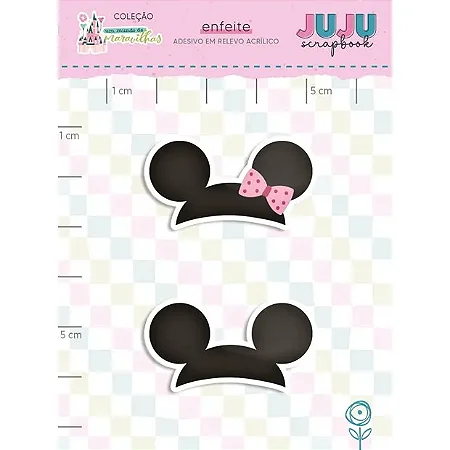 Colecao Um Mundo de Maravilhas - Adesivo em relevo Acrilico Mickey e Minnie - Juju Scrapbook