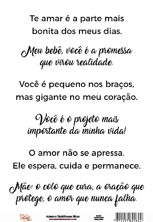 Adesivo Têxtil FRASES FILHOS - Arte Fácil
