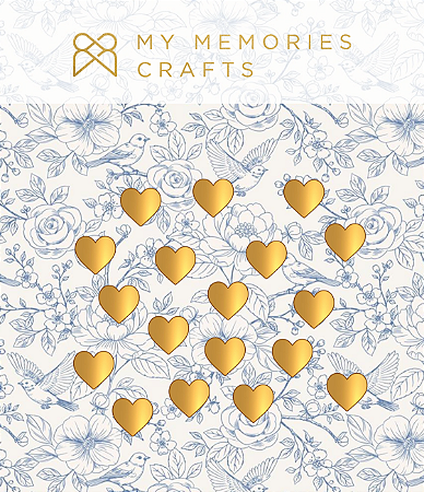 Coleção Minha Herança - Aplique em AcrÍlico CORAÇÕES DOURADOS - MHR-11 - My Memories Crafts