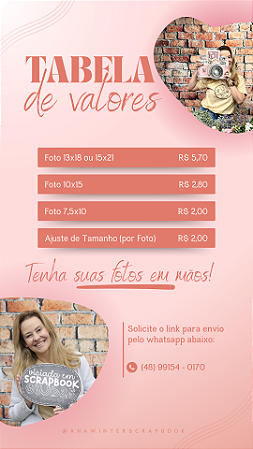 Impressao de fotos 15 x 21cm - Ana Winter Scrapbook