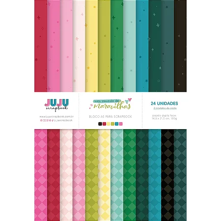 Colecao Um Mundo de Maravilhas - Bloco A5 - Juju Scrapbook